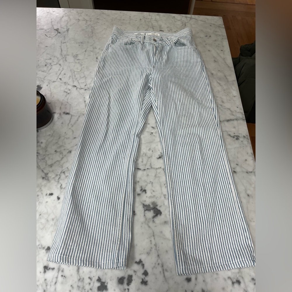 NEVER BEEN WORN Mango Striped Straight Leg Jeans - Size 4